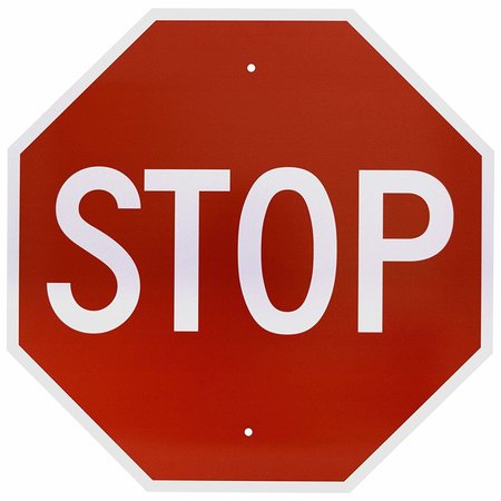 NATIONAL MARKER CO NMC Traffic Sign, Stop Sign, 30 X 30, White/Red,  TM81H